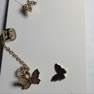 gold butterfly earrings set
